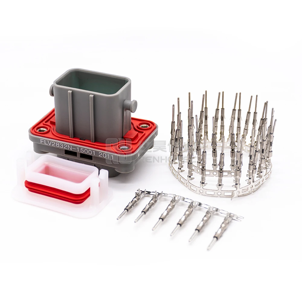 32 Pin HV Signal Communication Automotive Connector Waterproof Rectangular Plug and Socket Rubber Wire Seal