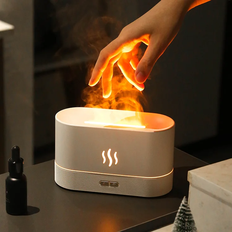 Top Filling Water Atomizer Cool Mist LED Ultrasonic Aromatherapy Essential Oil Aroma Diffusers 3D Fire Flame Humidifier