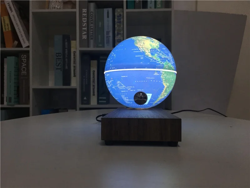 Hot Sale Electronic LED Wireless Switch Wooden Base for 6 inch World Map Globe Magnetic Levitation Floating Ball for Gift