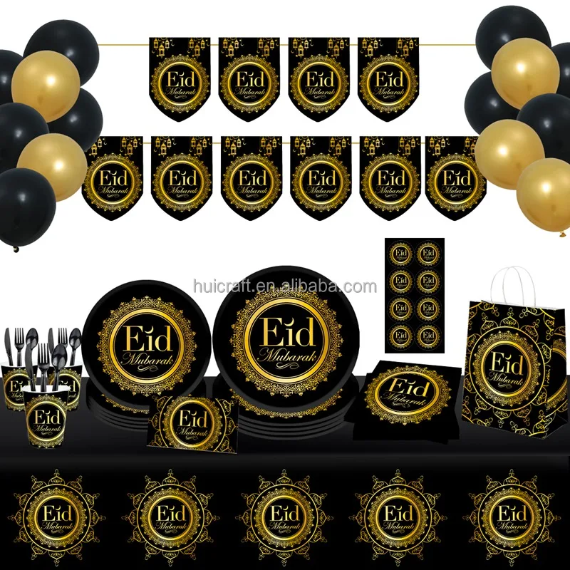 Eid Mubarak Paper Plates Set Ramadan Decorations 2023 Disposable Custom