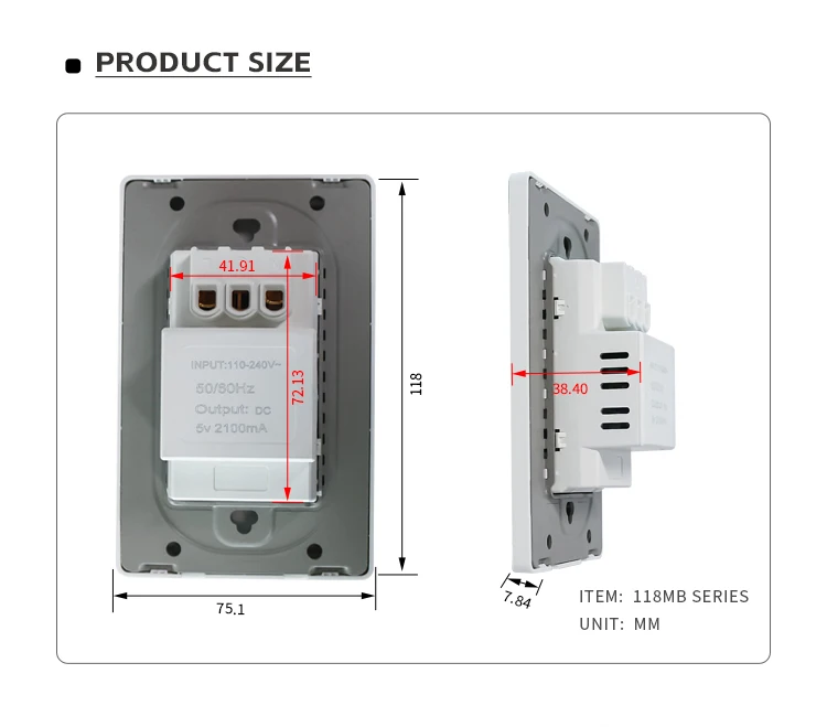 Us Standard Socket Multi 6 Pins Wall Mounted Socket Charger With Double ...