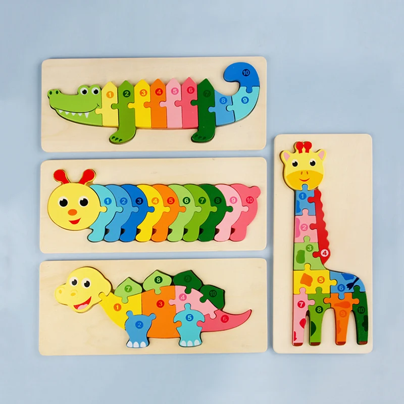 Montessori Wooden Animal Pattern Blocks Fun Education Puzzle for Kids Block Puzzle Solution Puzzle Educational Toys