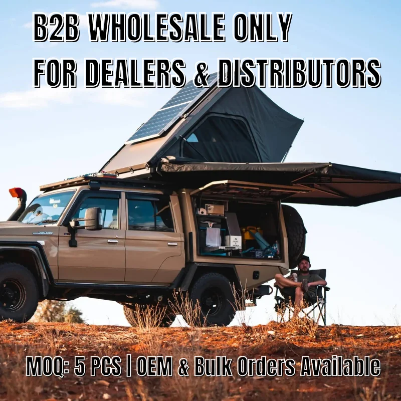 Remaco Grohandel Overland-Camping Dreieckiges Auto-Dachzelt Hartschale  Schwarz Grau Aluminium 4-Personen-Hartschalen-Dachzelt