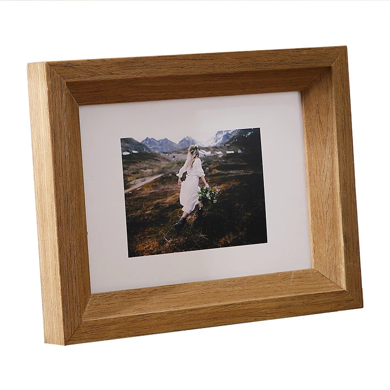 Customized Display Oak Photo Frames Stand Luxury Vintage Wall Hanging Table Desktop Bamboo Wood Photo Frame