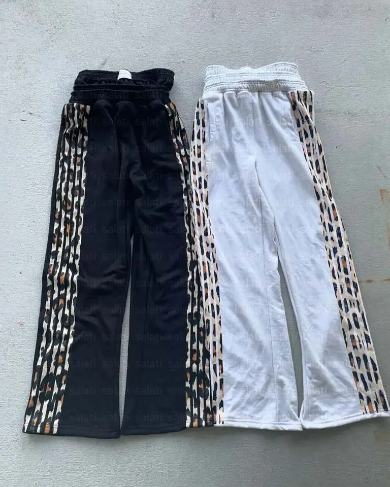 Salati Custom Sweat Jogger Pant 500 Gsm Leopard Striped Print Heavy Triple Double Waist Straight Leg Baggy Flared Sweatpants Men