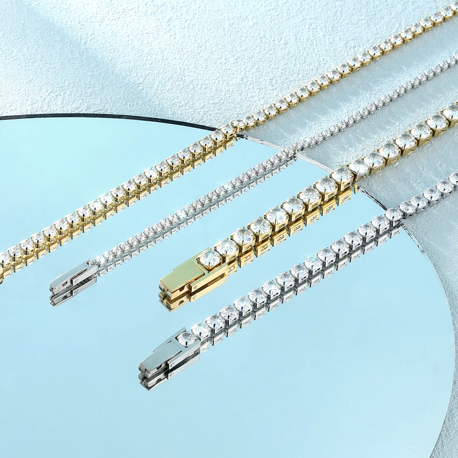 2mm 3mm 4mm5mmレディースジュエリーファッションテニスチェーンメンズ 