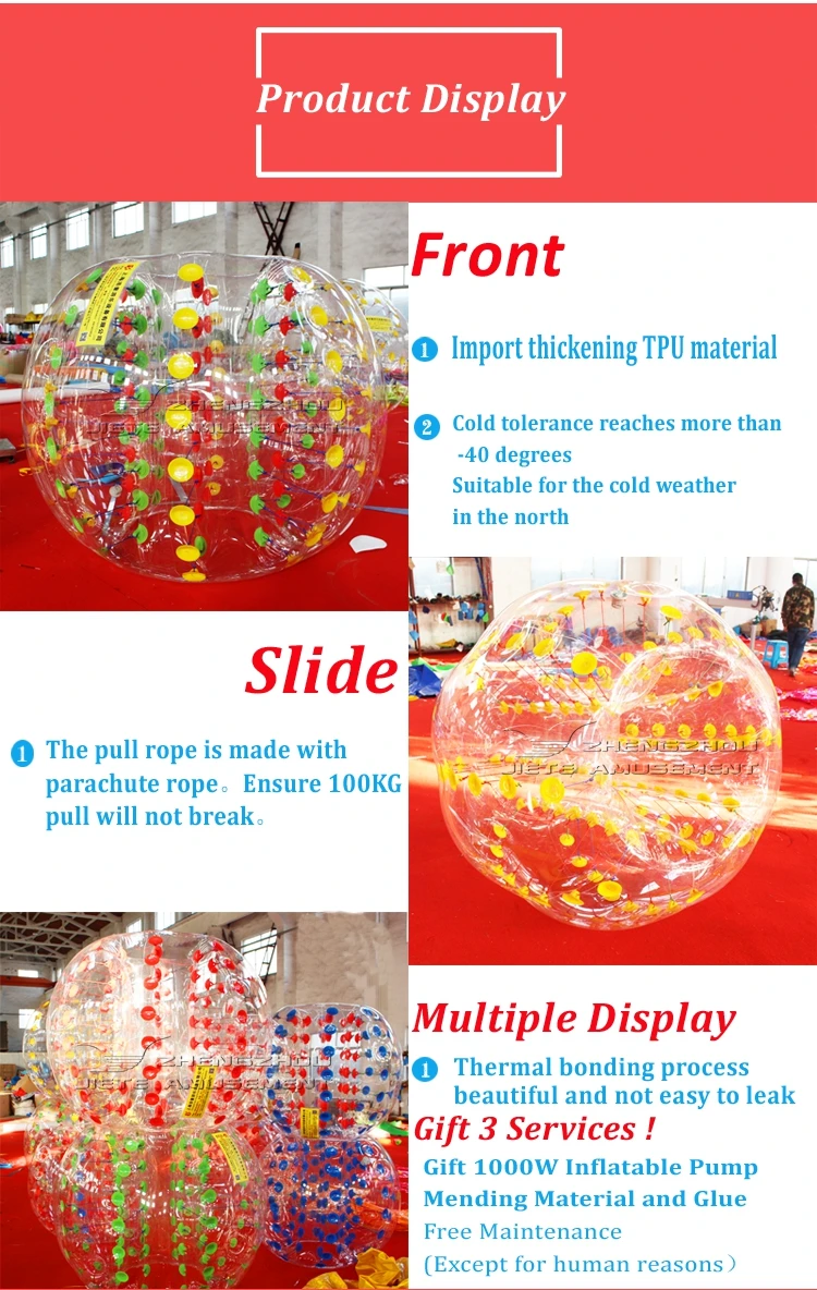 High quality Adult TPU / PVC Body Zorb Bumper Ball Outdoor Activity inflatable bubble ball