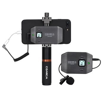 Light-weight Video Wireless Microphone Comica CVM-WS50(B) UHF 6 Channel Integrated Metal Smartphone Clamp Microphone detail image