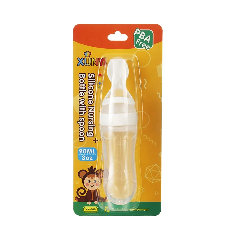 90ml Silica Gel PP Spoon Rice Bottle Baby Infant Food Feeding Bottle