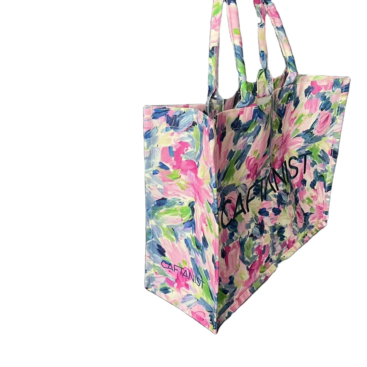 Custom Add Digital Printing Letter Canvas Beach Tote Bag Inspired Designer Brand Laminated Waterproof Handbag