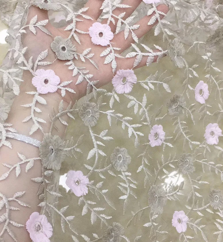 Mesh Embroidered Fabric Ancient Style Han Chinese Clothing Machine Embroidery Lace Tulle Shell Fabric Money HANAFUJI Embroidery