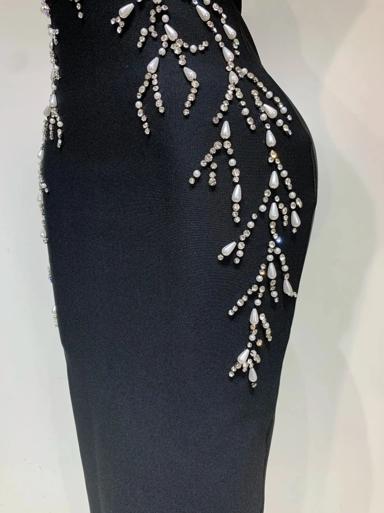 Women's black floor-length dress