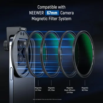 HD Variable ND Filter NEEWER Clip on 67mm ND2-32 Magnetic Phone Lens Filter Kit for 15 Pro Max 14 13 S22 S23 Ultra product image