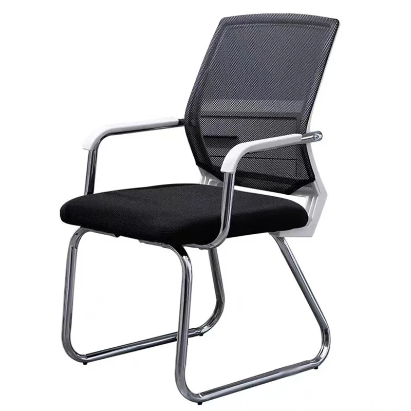 Spot Goods in Stock Wholesale Mesh Fabric Meeting Conference  Office Chair Without Wheels Visitor Chair Customer Reception Chai