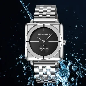SKMEI 2413 Stainless Steel Square Dial High-end Fashion Classic Men's Quartz Watch with Glass Crystal
