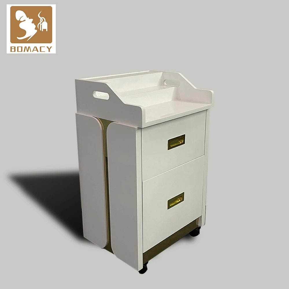Bomacy White Simple Modern Luxury Design Salon Furniture Trolley for Sale