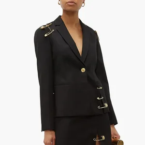 Wholesale Autumn 2026 New Fashion Elegance Temperament Mesh Splicing Pin Decorative Long Sleeve Women's Jacket