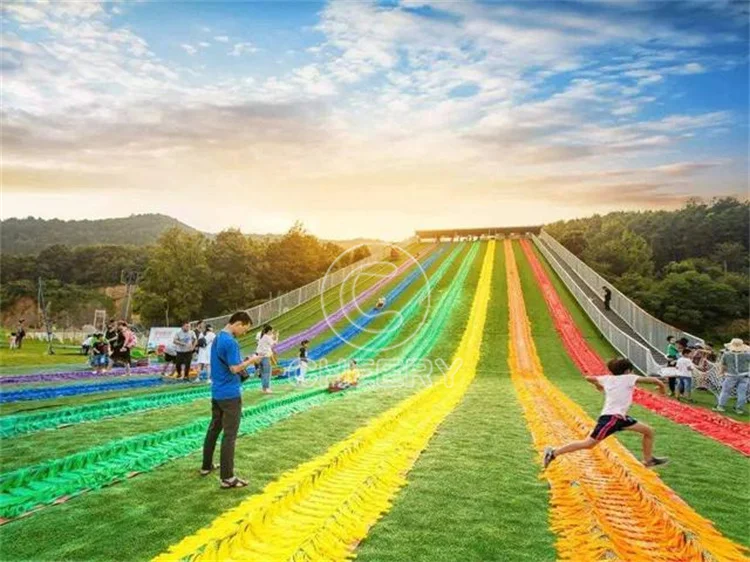 Rainbow Grass Slide - Ultimate Outdoor Amusement Park Fun