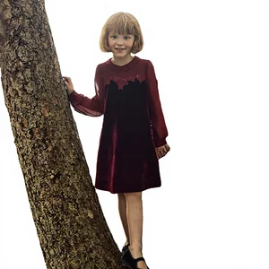 Girls's Elegant V-NECK Blouse Puff Long Sleeves Velvet Trim Lace Detail Loose Fit Breathable Autumn Spring Swing Top Casual