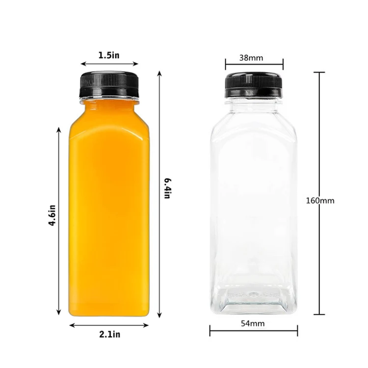 Custom Pet Plastic Bottles 200ml 240ml 300ml 350ml 500ml 550ml 600ml 750ml 1000ml Square Juice