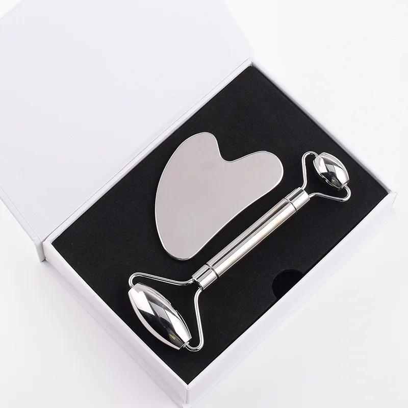Нержавеющая сталь красота массажный ролик из ЭВА металла в форме сердца выскабливание доска гуаша Комплект Уход за кожей лица ролик