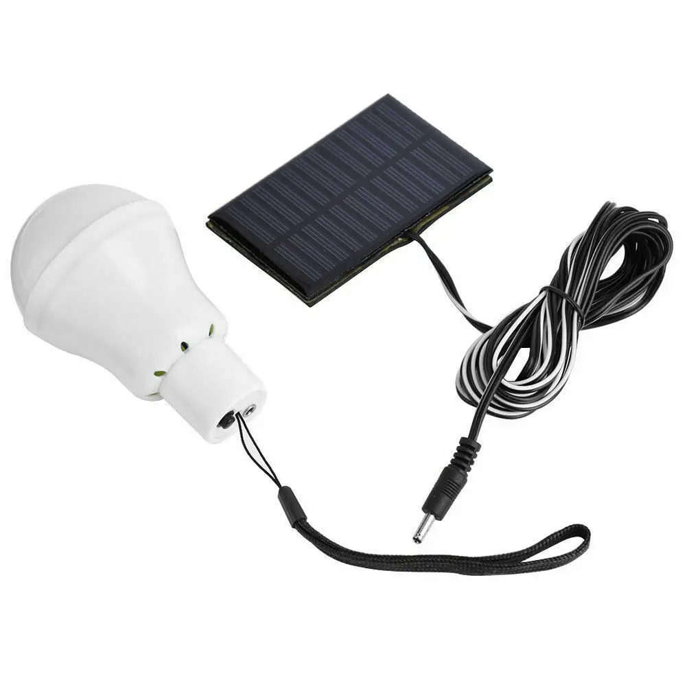 Rechargeable Solar Panel LED Bulb Lights E27 Base Outdoor Camping Tent Lamp for Garden Use