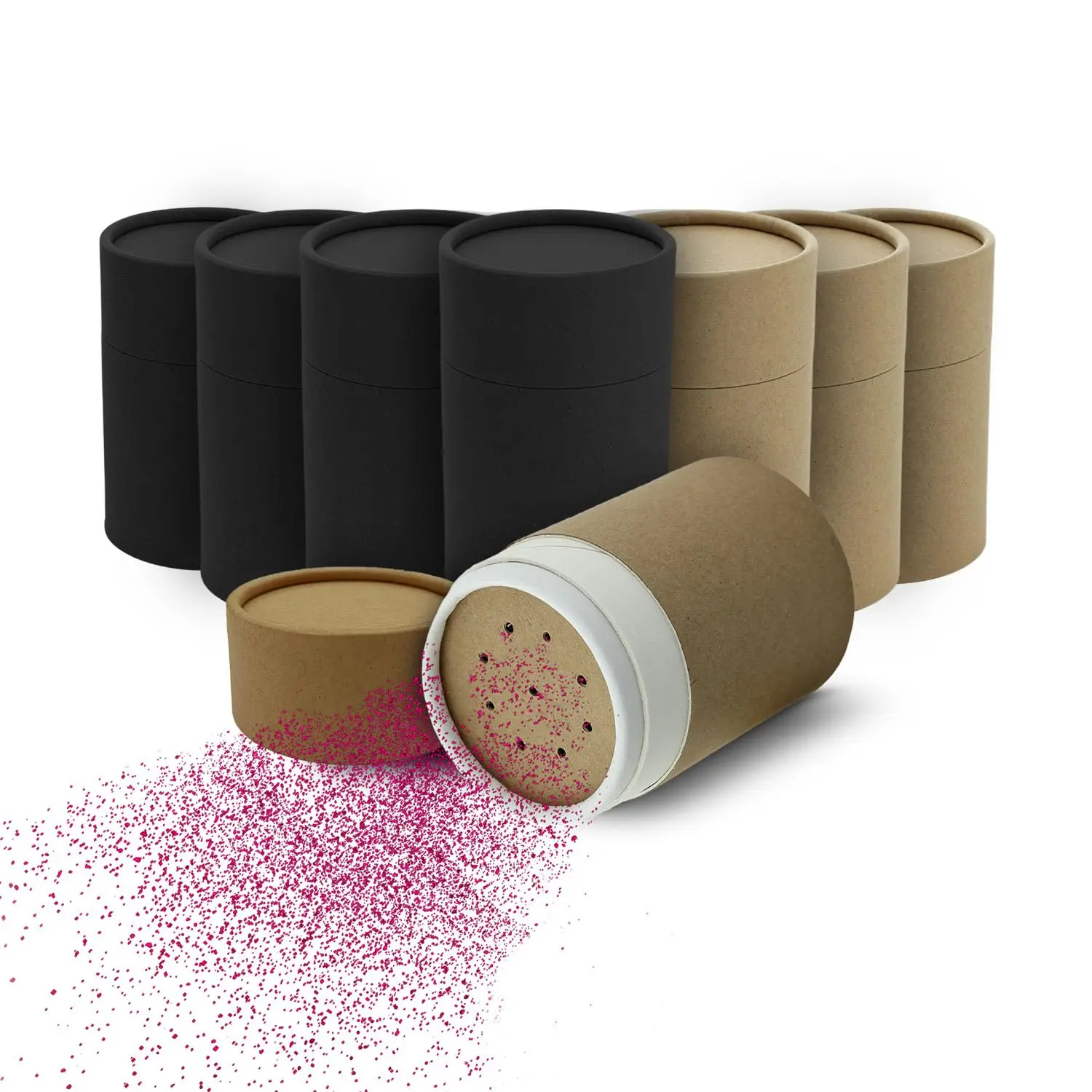 Powder Shaker Paperboard Tube Loose Powder Cosmetics Sifter Cardboard Spice Salt Shaker Kraft Container Box with Sifter Lid