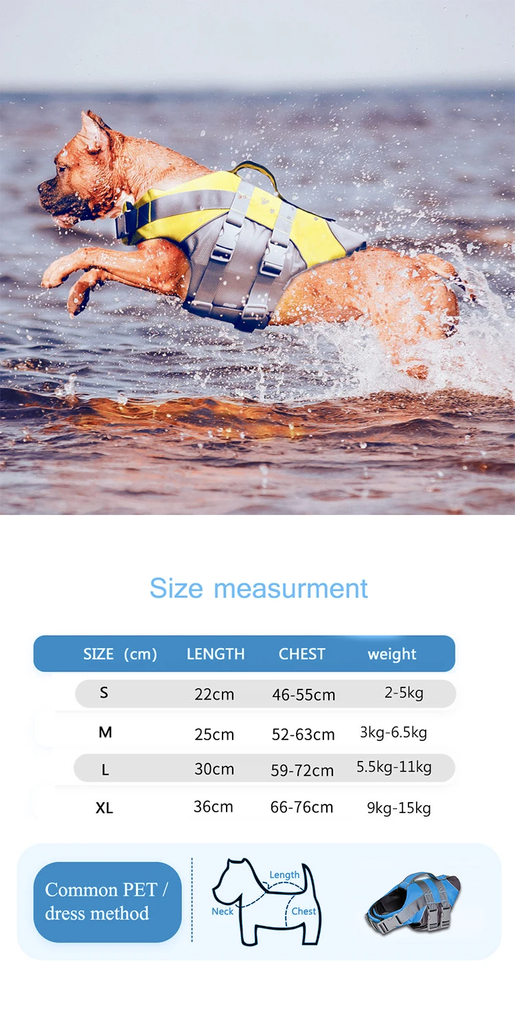 Customized Life Jacket For Dog Durable Pet Swimming Saving Life Clothes