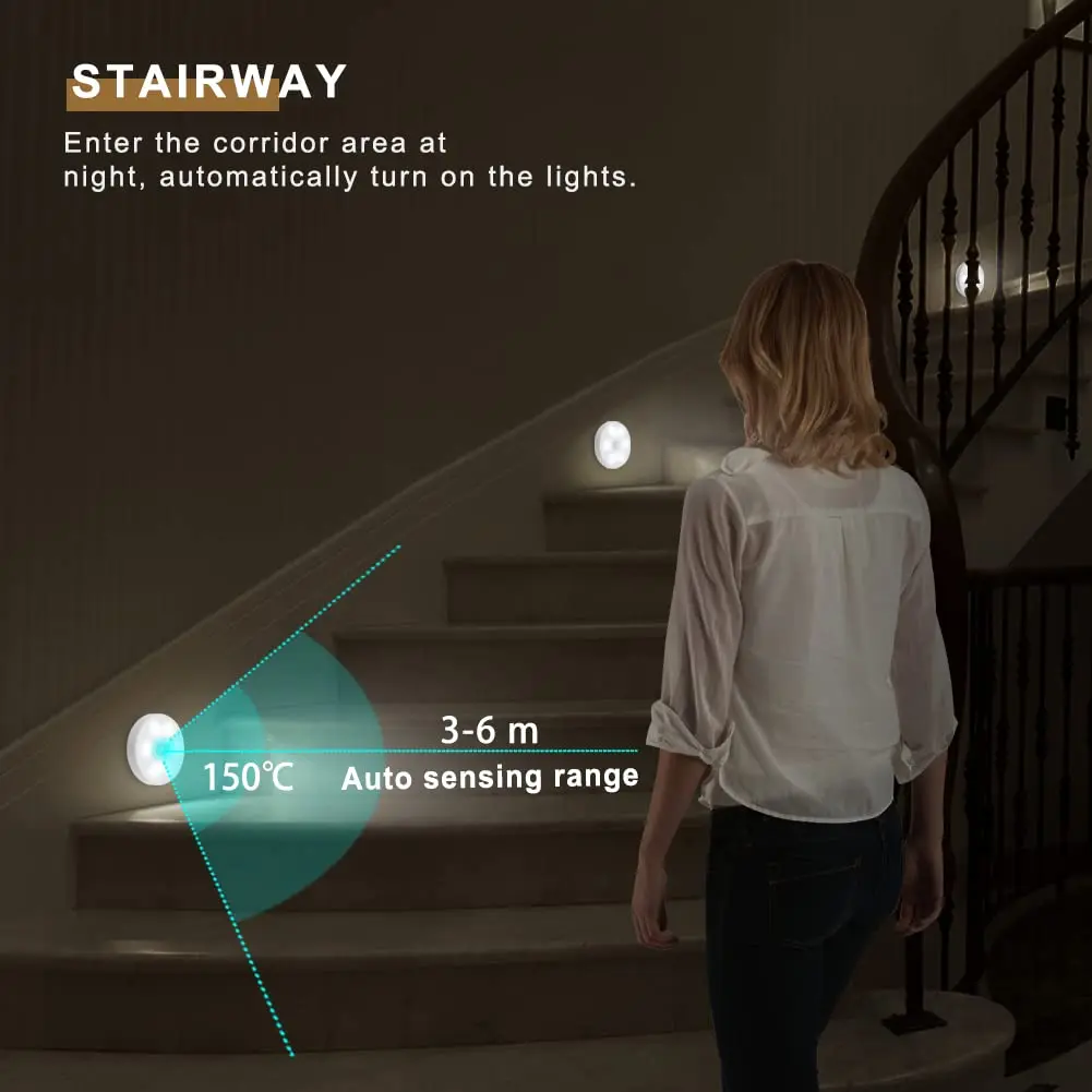 product under closet cabinet counter battery operated touch motion sensor led puck night lights for kitchen stairs hallway-40