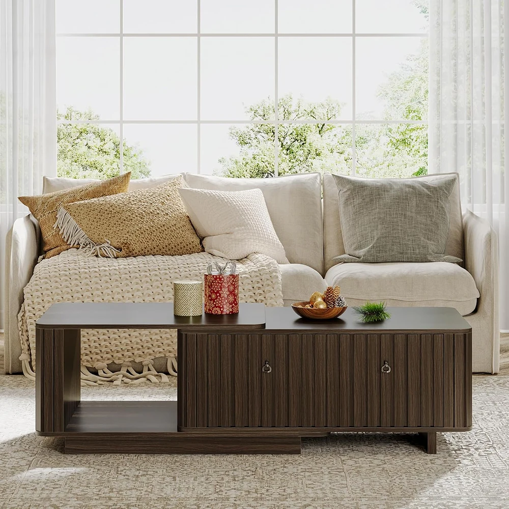 43\"-65\" Extendable Rectangle Coffee Table with 2 Drawers and Shelves Living Room Furniture Set with Storage Cocktail Table supplier