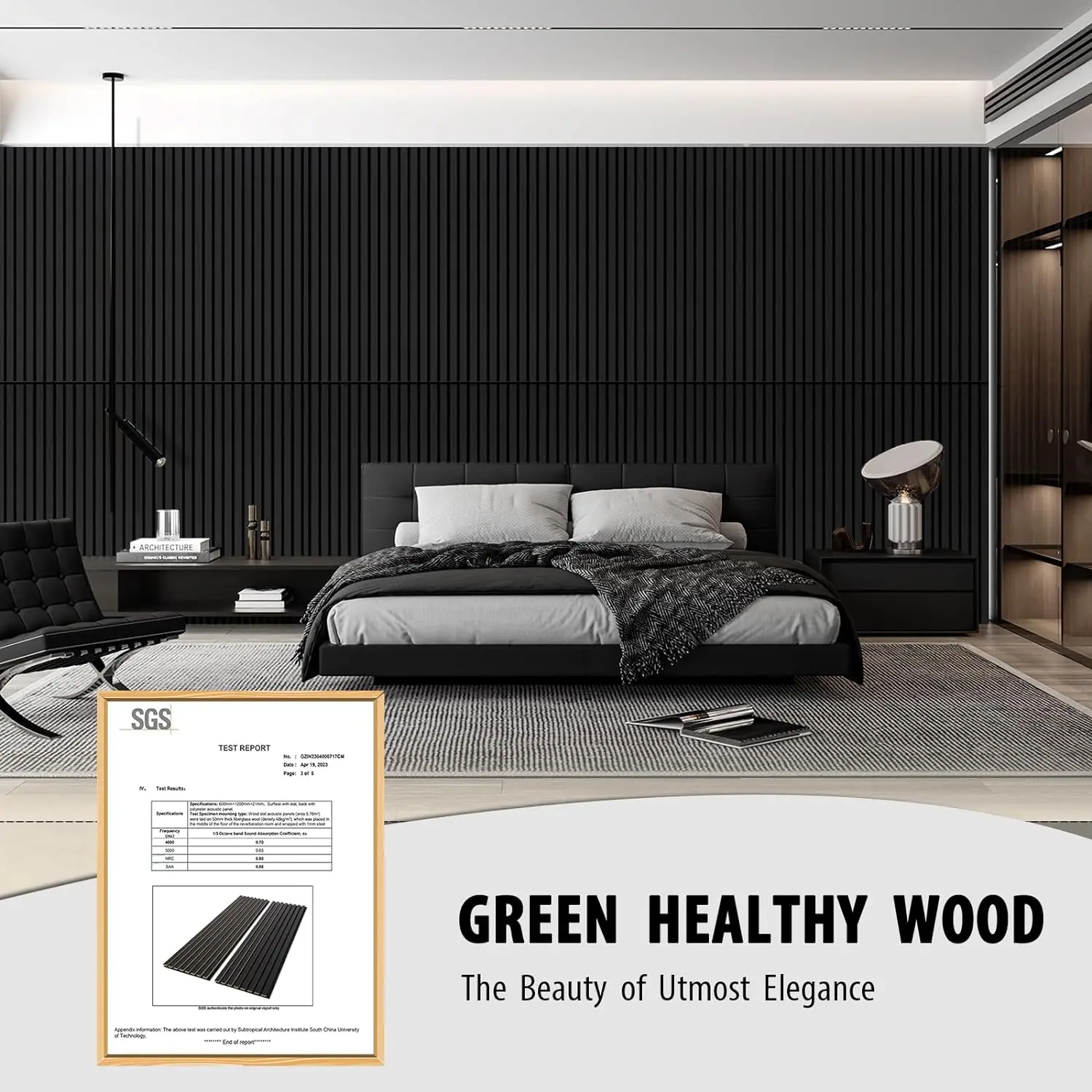 Soundproof Wall Panels Black Oak Wood Veneer Acoustic Slat Wall Panel ...