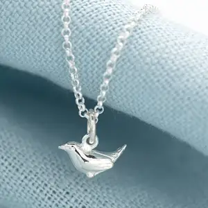 Wholesale 925 Sterling Silver Wren Bird Pendant Necklace for Women No Fading with Rhodium Plating Gift