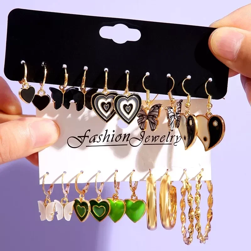 Trendy Gold Metal Earrings Set for Women Fashion Geometric Pearl Circle Drop Earrings 2022 Trend Set of Earrings Jewelry
