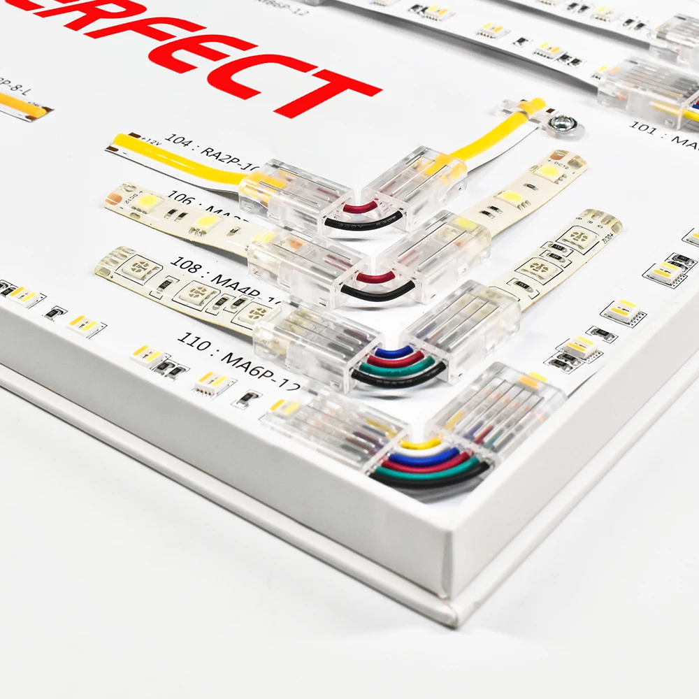 LEDLUX 4 Pezzi Connettori Per Strisce LED 2 PIN – Adattatori Per Strisce Monocolore, Passo 10mm, Per SMD 5050 - 2