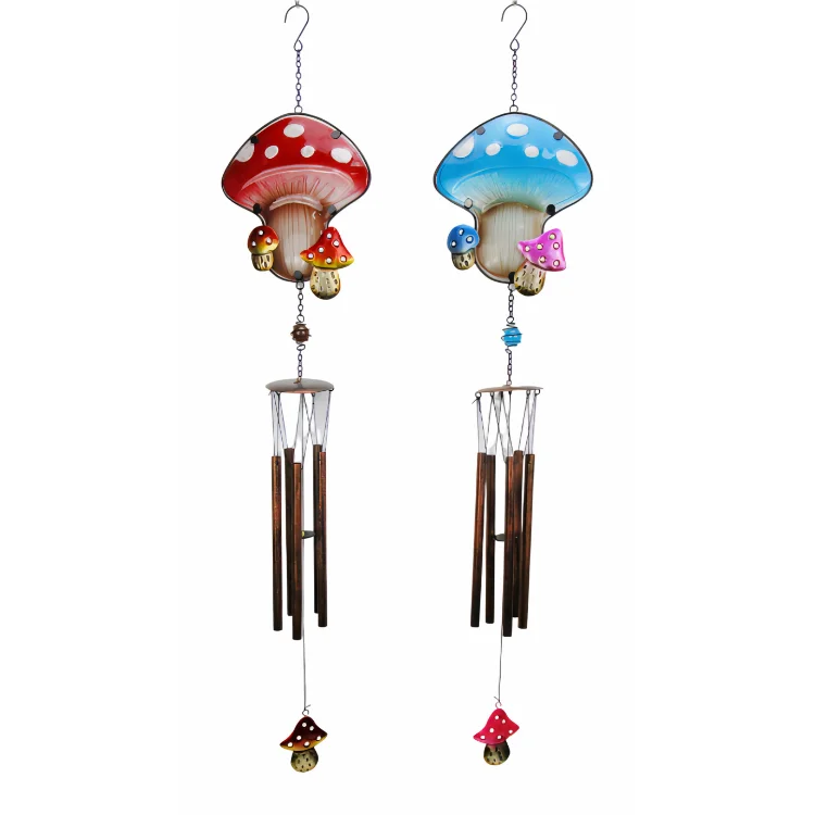 Glass Painted HangingCourtyard Balcony Wind Chimes PipeMushroom Metal Wrought Iron Wind Chimes 1