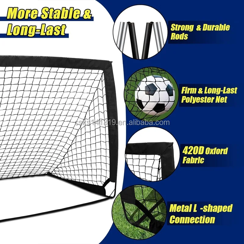 One-stop Solution Soccer Training Equipment Pop Up Goal Portable Training Soccer Goal set Foldable Football Net Goal manufacture