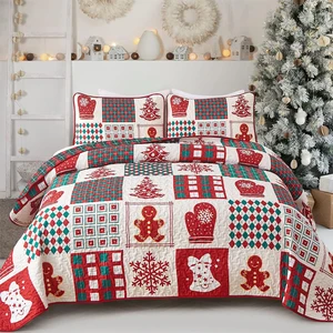 OEKO-TEX Breathable Skin-Friendly Christmas Pattern Custom King Size Bedspread Coverlet Luxury Bedding Sets