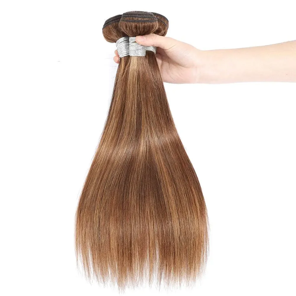 Brazilian Hair Bundles Straight Wave Human Hair 3 Bundles Remy Human Hair Weave Two Tone Light Brown Mix Blonde_voghion.com