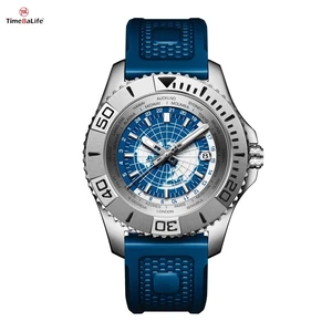 Factory Customized OEM World Map Dial Watch Luxury Fully Automatic Mechanical Diving Luminous Waterproof Navy Blue Watch Men