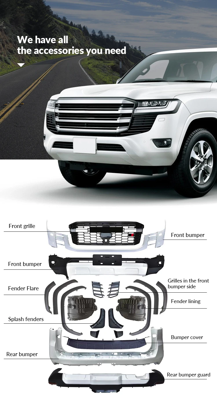 TDCMY Unique Design Automobile Body Part Kits Door Moulding Spoiler Head Tail Lamp Front Bumper Guard for Land Cruiser LC300GR details