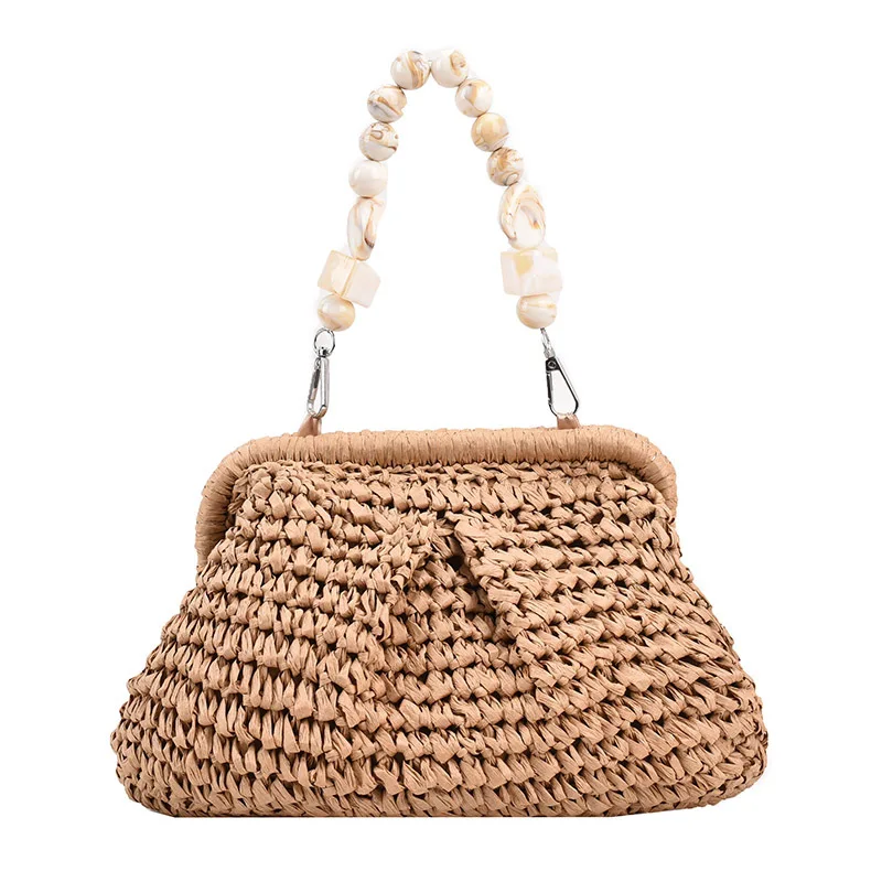 Wholesale 2023 New Woven Handmade Rattan Bags Fashion Beads Handle