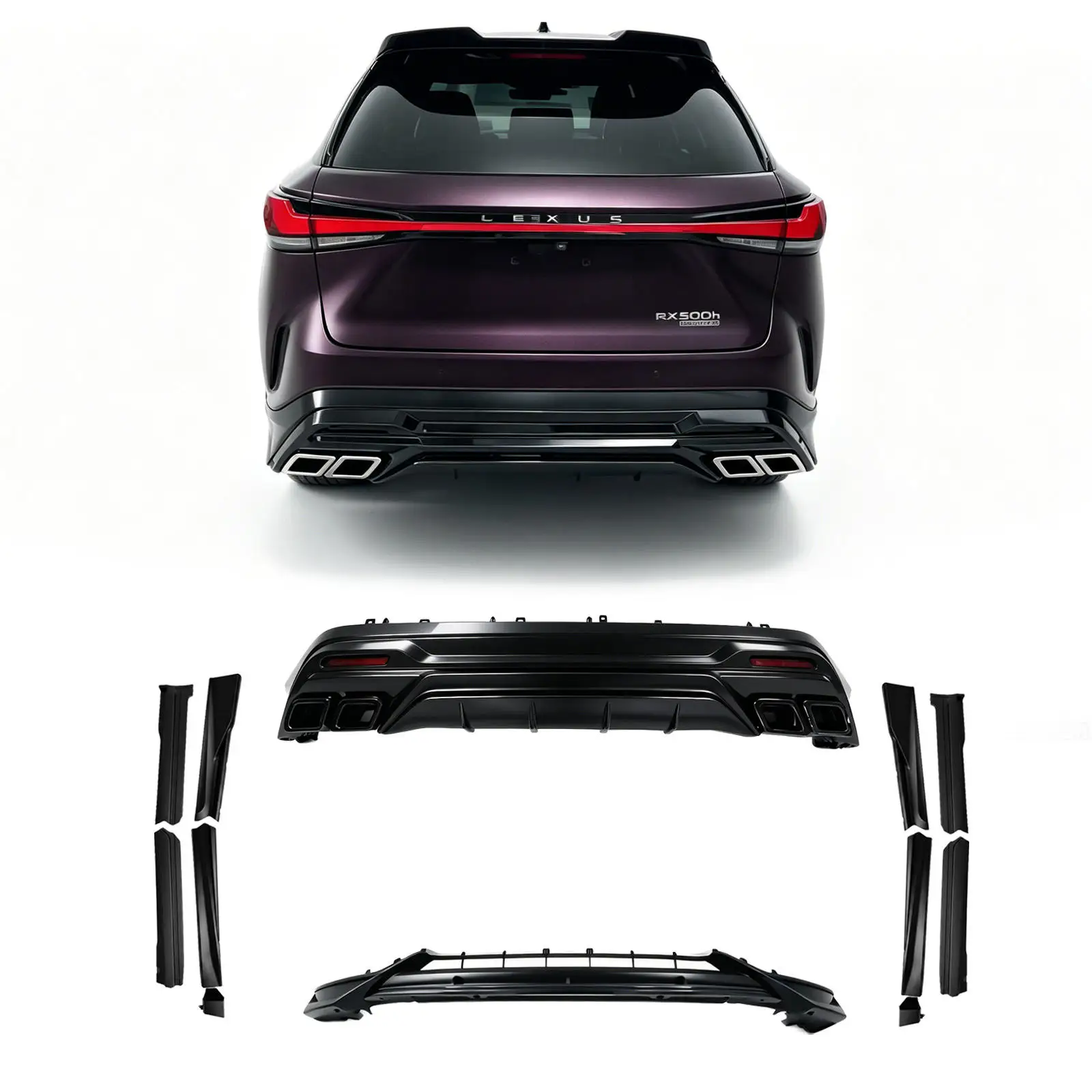 Body Kit Carbon Body Kit Front Lip Rear Lip Spoiler Body Kit Black For 2023-2026 Lexus RX350 RX500
