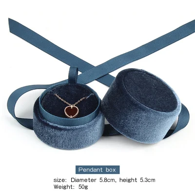 Elegant Mini Velvet Jewelry Box with Round Circle Ribbon  Premium Gift Packaging for Rings