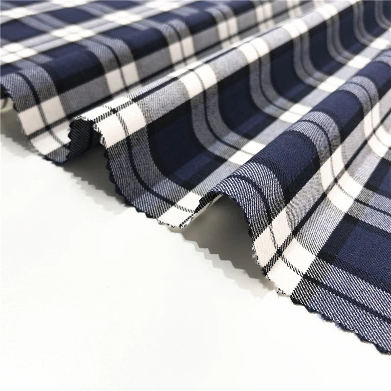 Ткань тартан из переработанного полиэстера, вискозы, спандекса для платья