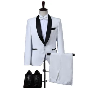 Drop Shipping MOQ Custom Handsome High Quality Men Suits 3 Pieces Slim Fit Grooms Men  Wedding Suit Jackets