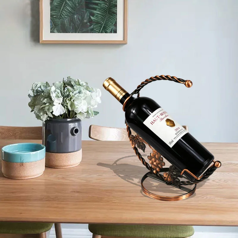 Eco Friendly Modern Luxury Moon Shape Wine Rack Unique Metal and Iron Art Design