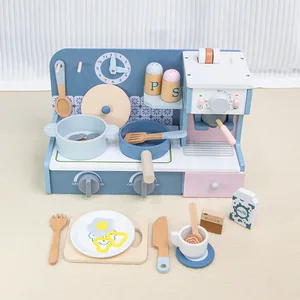 Children's Early Learning Wood Pretend Play Food Maker Educational Simulation Coffee Machine Morandi Colors Kitchen Food Toys
