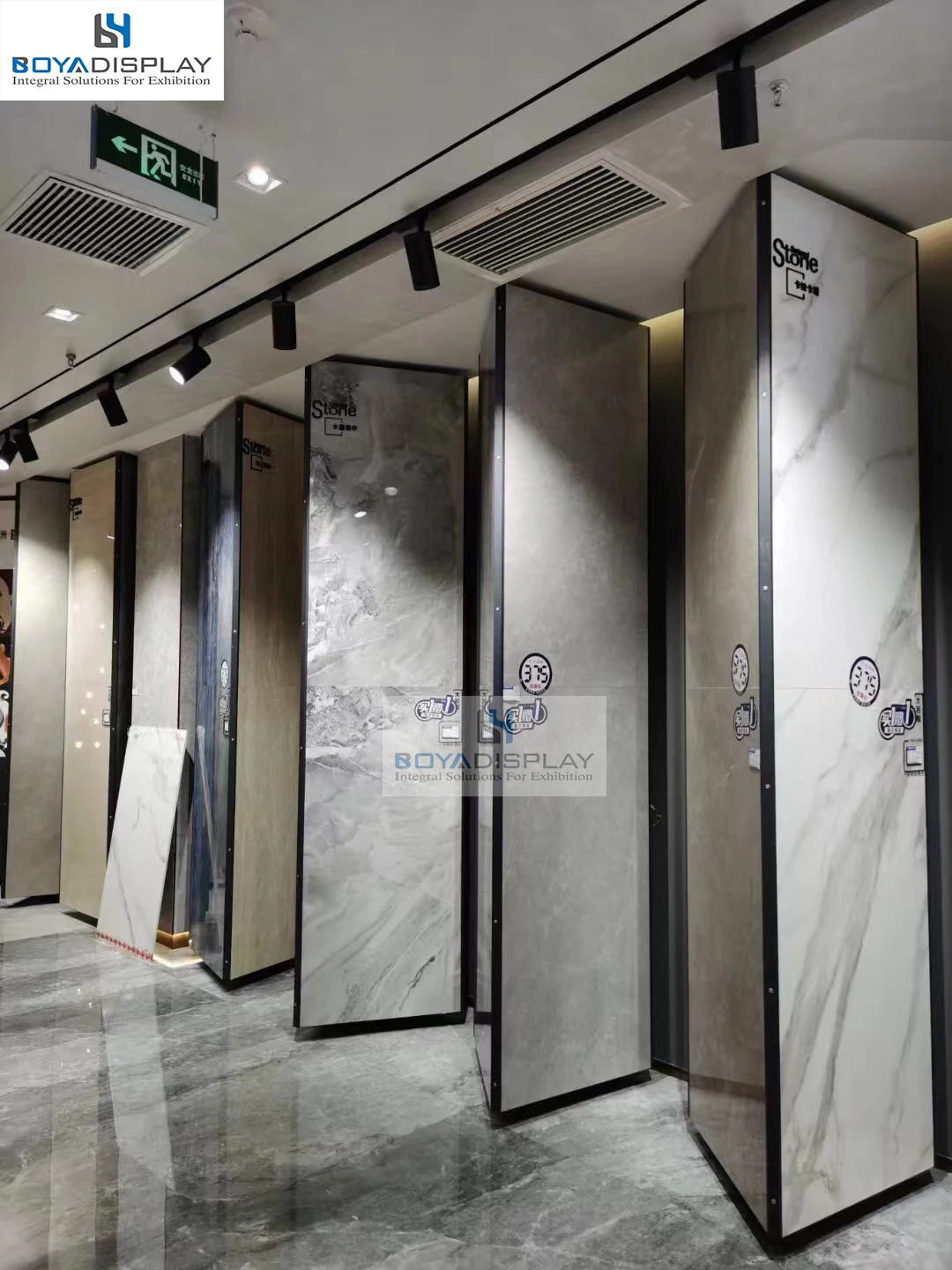 Boya Customized Size OEM/ODM Rotating Rotate Display PVC Slab Ceramic Tile Stone Display Rack for Showroom