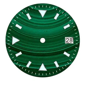 Luminous Brass Alloy Watch Dial with Customized Indexes and Markers Malachite Design for OEM Customer Logo Watches