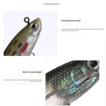 CHEERTY Catfish Carp 9cm 14g Silicone Soft Bait T-Tail Sinking Minnow Lure Hooks Tasmanian Devil Artificial River Lake – Soft Lure – view 5